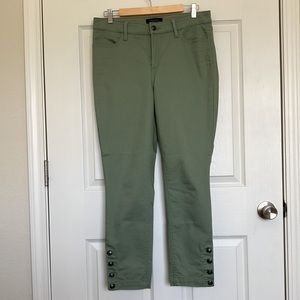 NWOT Talbots sage green with metal button detail flawless 5 pocket skinny pants